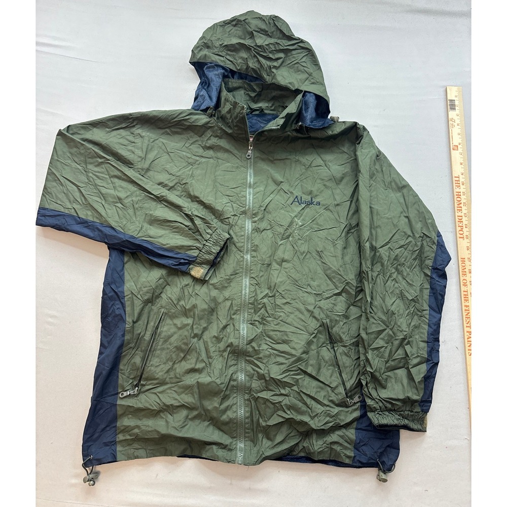 Cheneral Alaska Windbreaker Jacket Mens XL Green Blue Full Zip